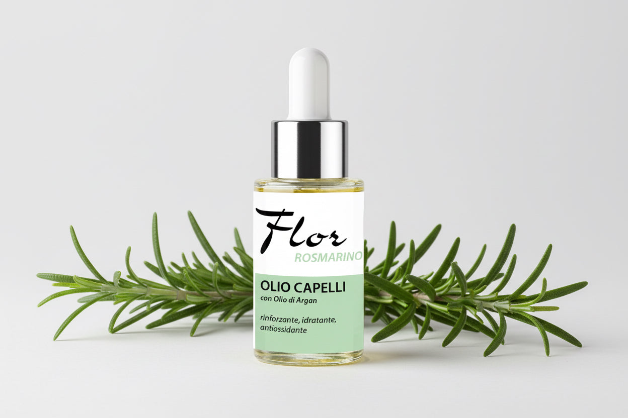 olio capelli con rosmarino e olio di argan